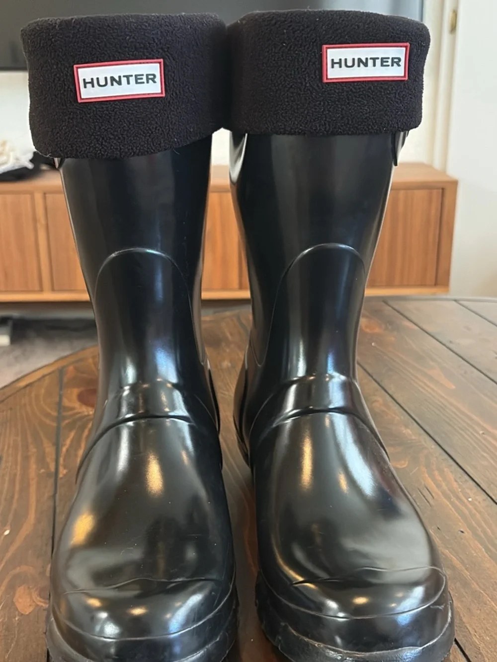 Hunter Black Womens Waterproof Rain & Snow Boots with Fleece Cuff
